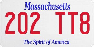 MA license plate 202TT8