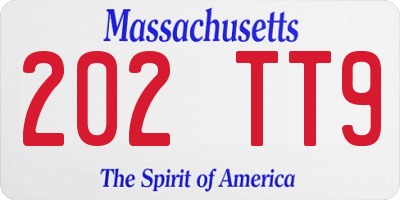 MA license plate 202TT9