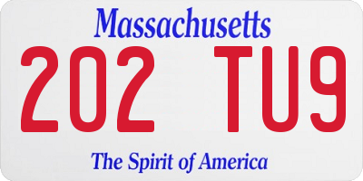 MA license plate 202TU9
