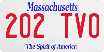 MA license plate 202TV0