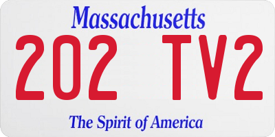 MA license plate 202TV2
