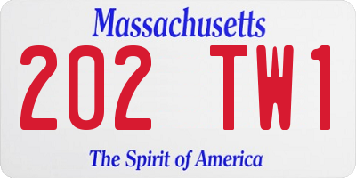 MA license plate 202TW1