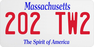 MA license plate 202TW2