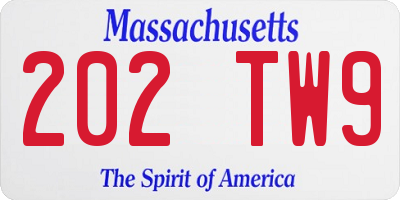 MA license plate 202TW9
