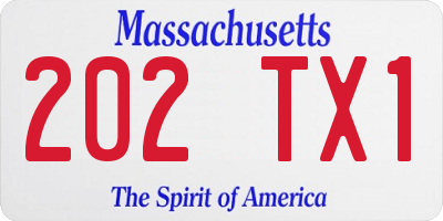 MA license plate 202TX1