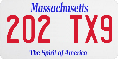 MA license plate 202TX9