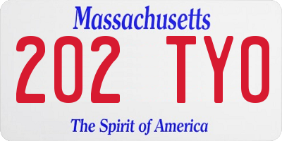 MA license plate 202TY0