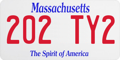 MA license plate 202TY2