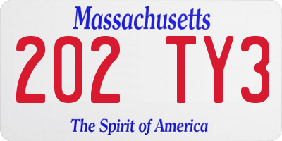 MA license plate 202TY3
