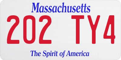 MA license plate 202TY4