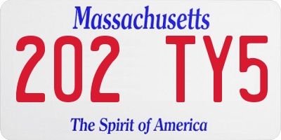 MA license plate 202TY5