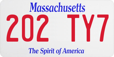 MA license plate 202TY7
