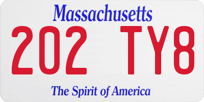 MA license plate 202TY8