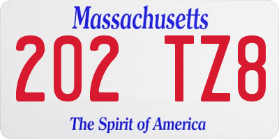 MA license plate 202TZ8