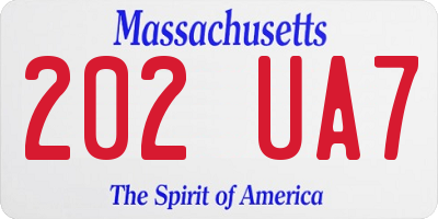 MA license plate 202UA7