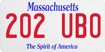 MA license plate 202UB0