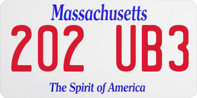 MA license plate 202UB3