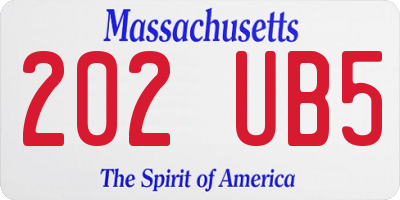 MA license plate 202UB5