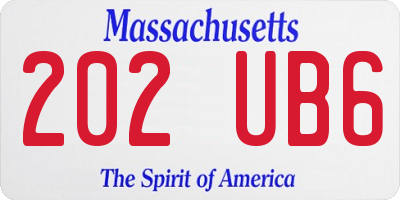 MA license plate 202UB6