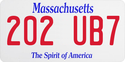 MA license plate 202UB7