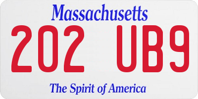 MA license plate 202UB9
