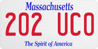 MA license plate 202UC0