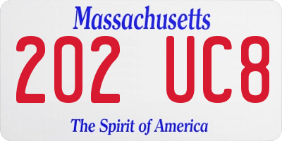 MA license plate 202UC8