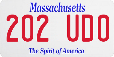 MA license plate 202UD0