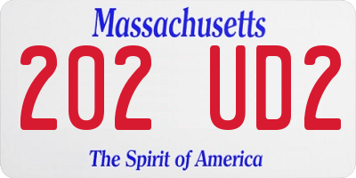 MA license plate 202UD2