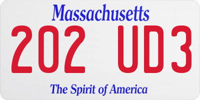 MA license plate 202UD3