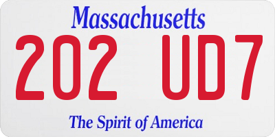 MA license plate 202UD7