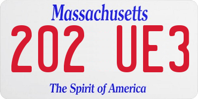 MA license plate 202UE3
