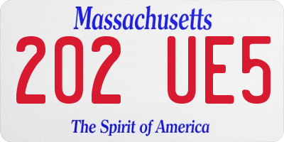 MA license plate 202UE5
