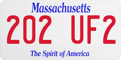 MA license plate 202UF2