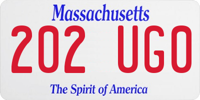 MA license plate 202UG0
