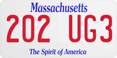 MA license plate 202UG3