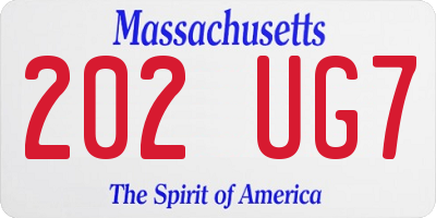 MA license plate 202UG7