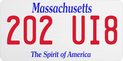 MA license plate 202UI8