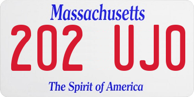 MA license plate 202UJ0