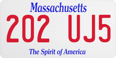 MA license plate 202UJ5