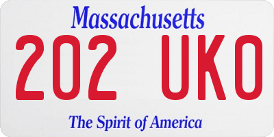 MA license plate 202UK0