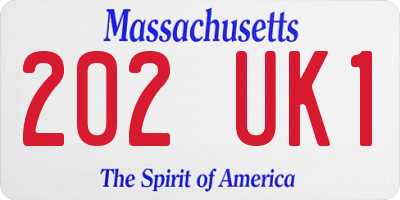 MA license plate 202UK1