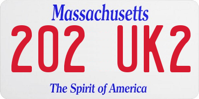 MA license plate 202UK2