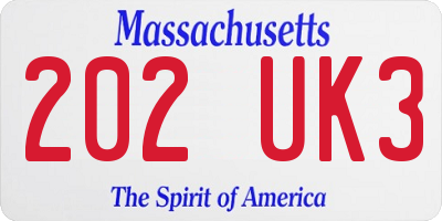 MA license plate 202UK3