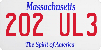 MA license plate 202UL3