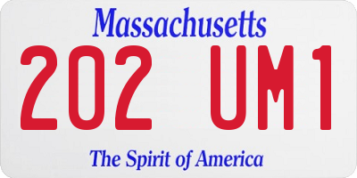 MA license plate 202UM1