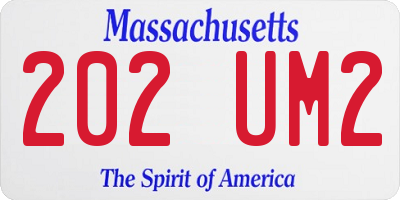 MA license plate 202UM2