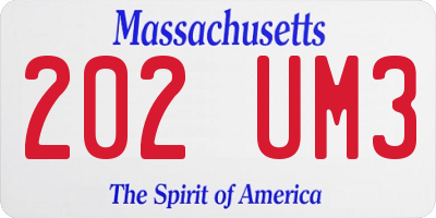 MA license plate 202UM3