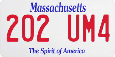 MA license plate 202UM4
