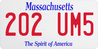 MA license plate 202UM5